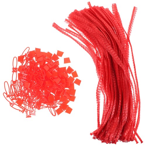 Reusable red nylon mesh bags - red,