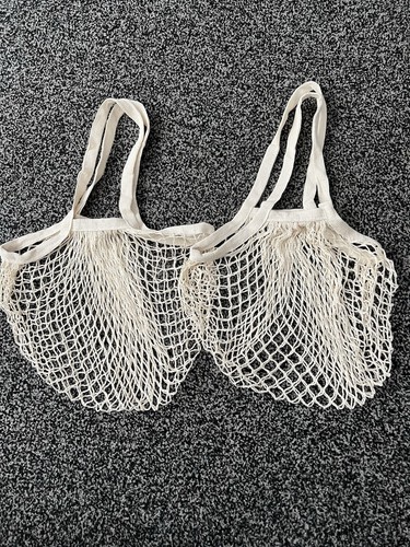 Beige cotton mesh shopping - 2,