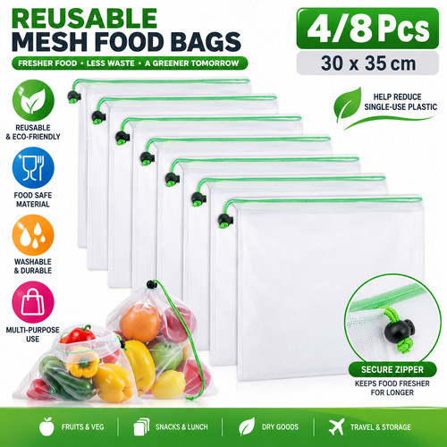 Reusable mesh produce bags - reusable,